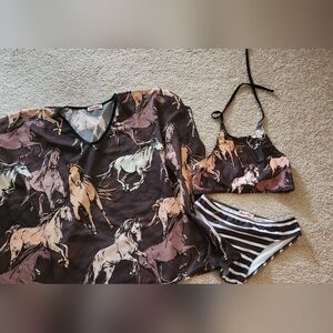 Girls Swimsuit and cover up with Horses